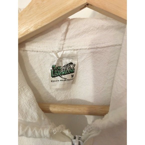La Iguana Hoodie Full Zip Jacket Vtg 90 Cozumel Mexico Sz‎ M White Rare - Picture 4 of 7